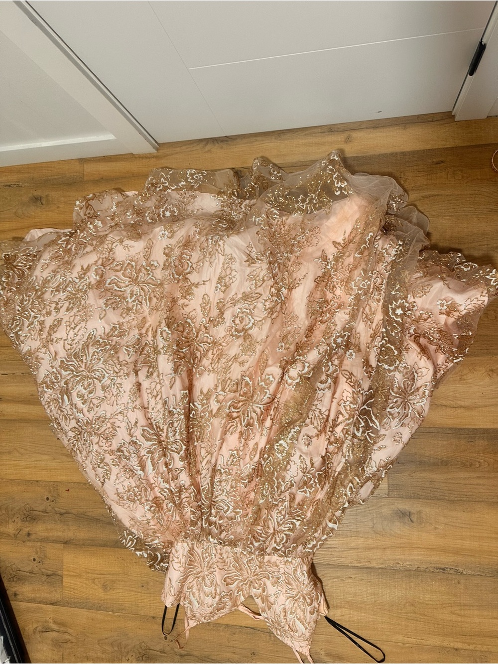 Girls Pink and Gold Embroidered Tulle Party Dress